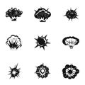 Different explosion icons set, simple style