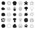 Different explosions black,outline icons in set collection for design.Flash and flame vector symbol stock web Royalty Free Stock Photo