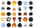 Different explosions cartoon,black icons in set collection for design.Flash and flame vector symbol stock web Royalty Free Stock Photo