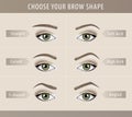 Different eyebrow shapes tutorial. vector template Royalty Free Stock Photo