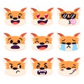 Set of cartoon red fox emotions