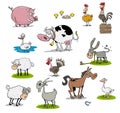 Different farm animals pigcow chickens sheep