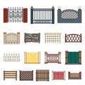 Different fence cartoon icons in set collection