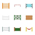Different fence icons set, flat style