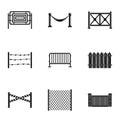 Different fence icons set, simple style