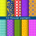 10 different flower vector seamless patterns.