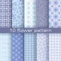 10 different flower vector seamless patterns.