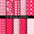 10 different flower vector seamless patterns.