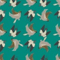 Different flying birds seamless pattern vector illustration.