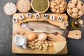 Different foods ingredients rich in vitamin D