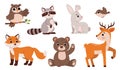 Different forest animals vector set