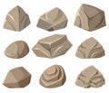 Different forms of gray rocks