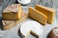 Different french cheeses Normandy and Savoie Royalty Free Stock Photo