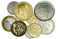 Different French coins Royalty Free Stock Photo