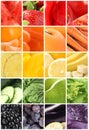 Different fresh fruits, vegetables and berries, collage Royalty Free Stock Photo