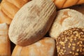 Different freshly baked breads as background