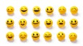 Different friendly yellow smileys isolated on white created with Generative AI