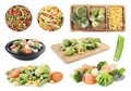 Different frozen vegetables isolated on white, set Royalty Free Stock Photo