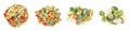 Different frozen vegetables isolated on white, set. Top view Royalty Free Stock Photo
