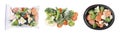 Different frozen vegetables isolated on white, set. Top view Royalty Free Stock Photo