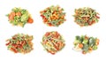 Different frozen vegetables isolated on white, set. Top view Royalty Free Stock Photo