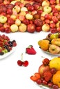 Different fruits closeup on white background Royalty Free Stock Photo