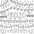 Different garlands and ribbons, vector concept in doodle style