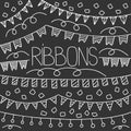 Different garlands and ribbons, vector concept in doodle style