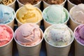 Different ice cream flavors in cups