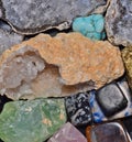 Different gemstones arranged on a table.