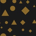 Different geometric shapes on a black background. geometrical forms. Vector.