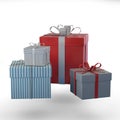 Different gift boxes with bow for gifts on Christmas, Valentines and birthday Royalty Free Stock Photo