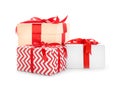Different gift boxes with bows Royalty Free Stock Photo
