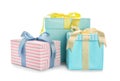 Different gift boxes with bows Royalty Free Stock Photo