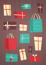 Different Gift Boxes Collection Presents Package With Ribbons Set Holiday Concept Royalty Free Stock Photo