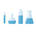 Different glass vessels for testing water. illustration in flat style