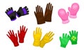 Different Gloves and Mittens as Handwear for Winter and Autumn Season Vector Set Royalty Free Stock Photo
