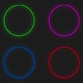 Different glowing neon circles isolated. Royalty Free Stock Photo