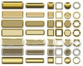 Different gold colors of buttons and Icons for webdesign