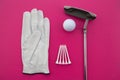 Different golf equipments on the desk Royalty Free Stock Photo