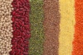 Different grains and cereals as background