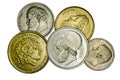 Different Greek coins Royalty Free Stock Photo
