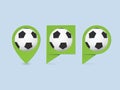 Different Green Football / Soccer GeoTagging. Rounded And Square Sports Icons. Royalty Free Stock Photo