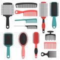Different hair combs color icons set