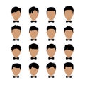 Different haircut set in flat style. Set of different haircut. Set of mens avatars with various hairstyle. Long or short hair. Royalty Free Stock Photo