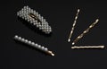 Different hairpin clips set shapes on black background Royalty Free Stock Photo