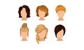 Different Hairstyles Vector Illustrated Set. Woman Hairdo Concept