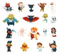 Different Halloween Characters as Holiday Symbol Big Vector Set