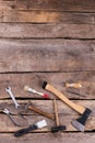 Different hand tools for construction, top view. Royalty Free Stock Photo