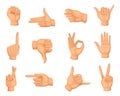 Different hands gestures. Vector pictures in cartoon style Royalty Free Stock Photo